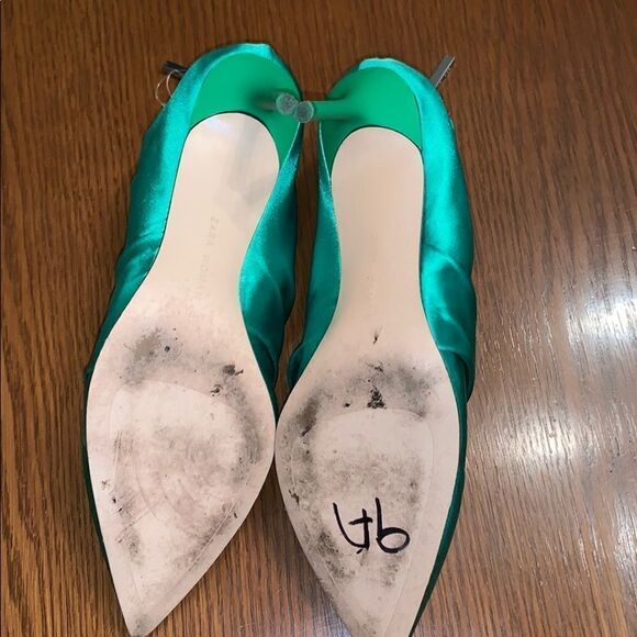 Zara Woman green satin heels - Picture 5 of 8